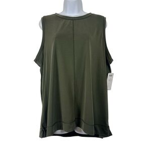 Chico’s Zenergy Olive Green Sandwashed Tank Top Size 3 (XL 16/18) NWT Staple